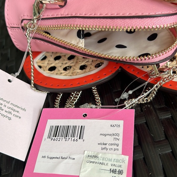 KATE SPADE Butterfly crossbody coin wallet on chain pink orange neutral - Picture 7 of 16